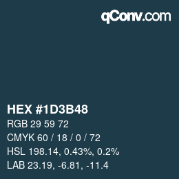 カラーコード: HEX #1D3B48 | qconv.com