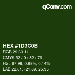 Color code: HEX #1D3C0B | qconv.com