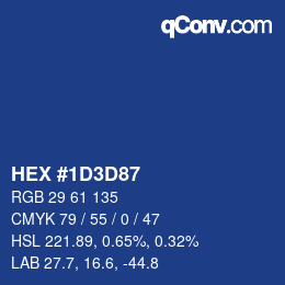 Farbcode: HEX #1D3D87 | qconv.com