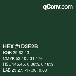颜色代码: HEX #1D3E2B | qconv.com