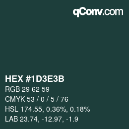 Color code: HEX #1D3E3B | qconv.com