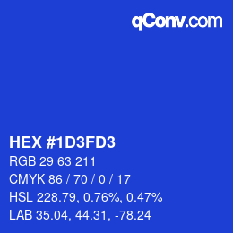 颜色代码: HEX #1D3FD3 | qconv.com
