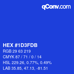 カラーコード: HEX #1D3FDB | qconv.com