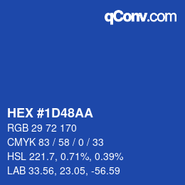 Color code: HEX #1D48AA | qconv.com