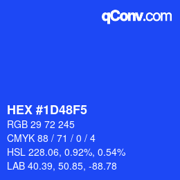 Color code: HEX #1D48F5 | qconv.com
