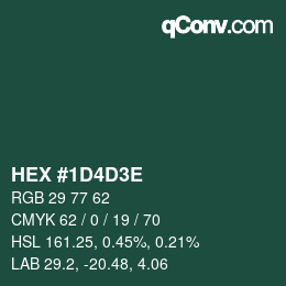 Farbcode: HEX #1D4D3E | qconv.com
