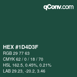 Color code: HEX #1D4D3F | qconv.com