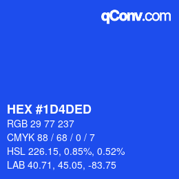 颜色代码: HEX #1D4DED | qconv.com