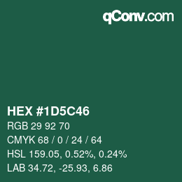 カラーコード: HEX #1D5C46 | qconv.com