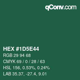 颜色代码: HEX #1D5E44 | qconv.com