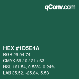 Color code: HEX #1D5E4A | qconv.com