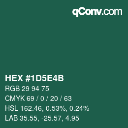 Color code: HEX #1D5E4B | qconv.com