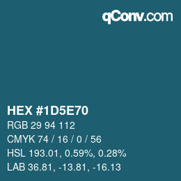 Farbcode: HEX #1D5E70 | qconv.com