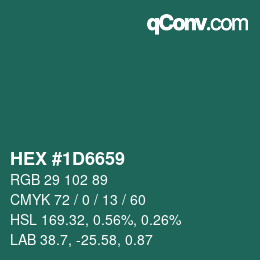 カラーコード: HEX #1D6659 | qconv.com
