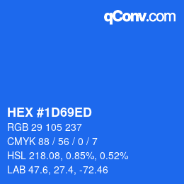 Color code: HEX #1D69ED | qconv.com