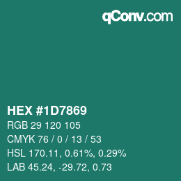 カラーコード: HEX #1D7869 | qconv.com