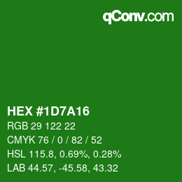 カラーコード: HEX #1D7A16 | qconv.com
