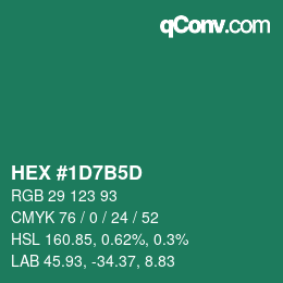 カラーコード: HEX #1D7B5D | qconv.com