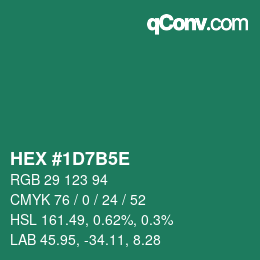 Code couleur: HEX #1D7B5E | qconv.com