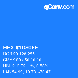 カラーコード: HEX #1D80FF | qconv.com