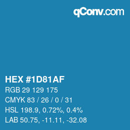 Color code: HEX #1D81AF | qconv.com