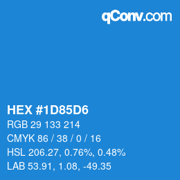 カラーコード: HEX #1D85D6 | qconv.com