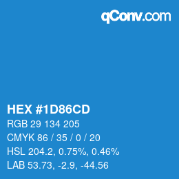 カラーコード: HEX #1D86CD | qconv.com