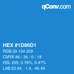 カラーコード: HEX #1D86D1 | qconv.com