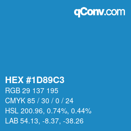 カラーコード: HEX #1D89C3 | qconv.com