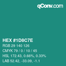 カラーコード: HEX #1D8C7E | qconv.com