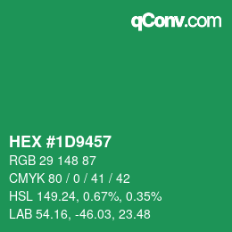カラーコード: HEX #1D9457 | qconv.com