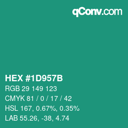 カラーコード: HEX #1D957B | qconv.com