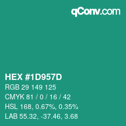 カラーコード: HEX #1D957D | qconv.com
