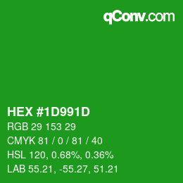 Farbcode: HEX #1D991D | qconv.com