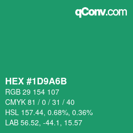 Color code: HEX #1D9A6B | qconv.com