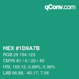 Color code: HEX #1D9A7B | qconv.com