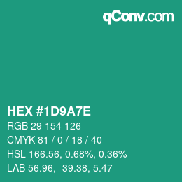 Color code: HEX #1D9A7E | qconv.com
