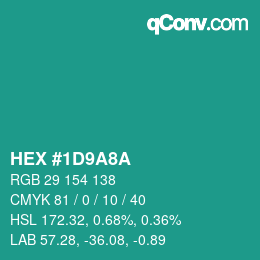 Color code: HEX #1D9A8A | qconv.com