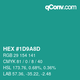 Color code: HEX #1D9A8D | qconv.com