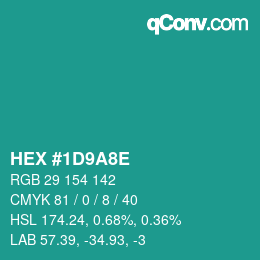 Color code: HEX #1D9A8E | qconv.com