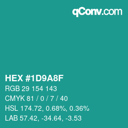 Farbcode: HEX #1D9A8F | qconv.com