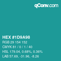Color code: HEX #1D9A98 | qconv.com