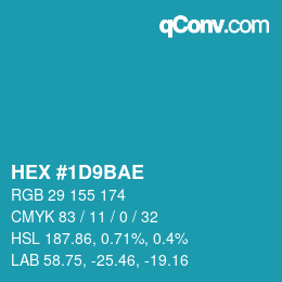 Color code: HEX #1D9BAE | qconv.com