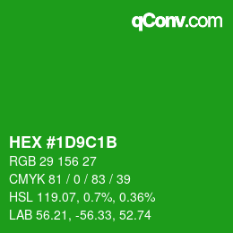 Color code: HEX #1D9C1B | qconv.com