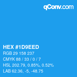 颜色代码: HEX #1D9EED | qconv.com