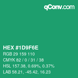 カラーコード: HEX #1D9F6E | qconv.com