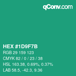 カラーコード: HEX #1D9F7B | qconv.com