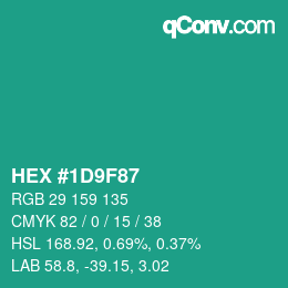 Código de color: HEX #1D9F87 | qconv.com