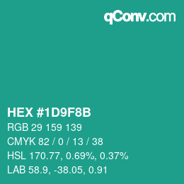 Color code: HEX #1D9F8B | qconv.com