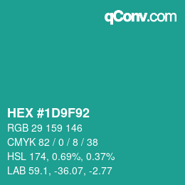 Color code: HEX #1D9F92 | qconv.com